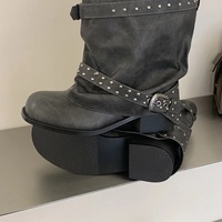Nouvelles Bottines Femme à Rivets et Boucles, Style Élégant, Bout Carré, Talons Bas Antidérapants, Idéales pour l'Automne et les Banquets