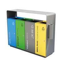 Poubelle extérieure en acier à trois compartiments, grande capacité, pour parc, poubelle à déchets en métal, poubelle de recyclage commerciale, bac à ordures