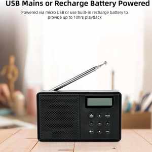 Radio numérique portable DAB FM avec haut-parleur, entrée AUX 3,5 mm, batterie rechargeable 1200 mAh, sortie 10 W pour la maison et l'extérieur - Product Image 3