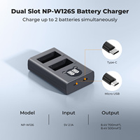 Pengisi Daya Baterai Kamera K&F Concept Dual Slot Type-C Quick Charger NP-W126 untuk Fujifilm X100vi, X100V, XM5, XE5, XT30II, XT30