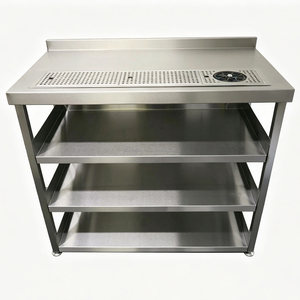 Mesa de Servicio de Bebidas de 4 Niveles con Tabla de Drenaje y Enjuagador de Vasos, Mostrador Comercial para Bebidas para Cafetería o Bar de Té con Leche - Product Image 1