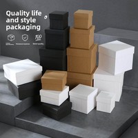 Boîte cadeau carrée haut de gamme en papier kraft, design simple, grande capacité, boîte mystère d'anniversaire vide, modèle 75504, provenance Chine