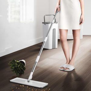 Hands Free 360 Swivel Head Floor Tile Laminate Marble Bedroom Bathroom Wash Dry Self Wringing Flat Hospital <b>Mop</b> <b>and</b> <b>Bucket</b> Set - Product Image 5