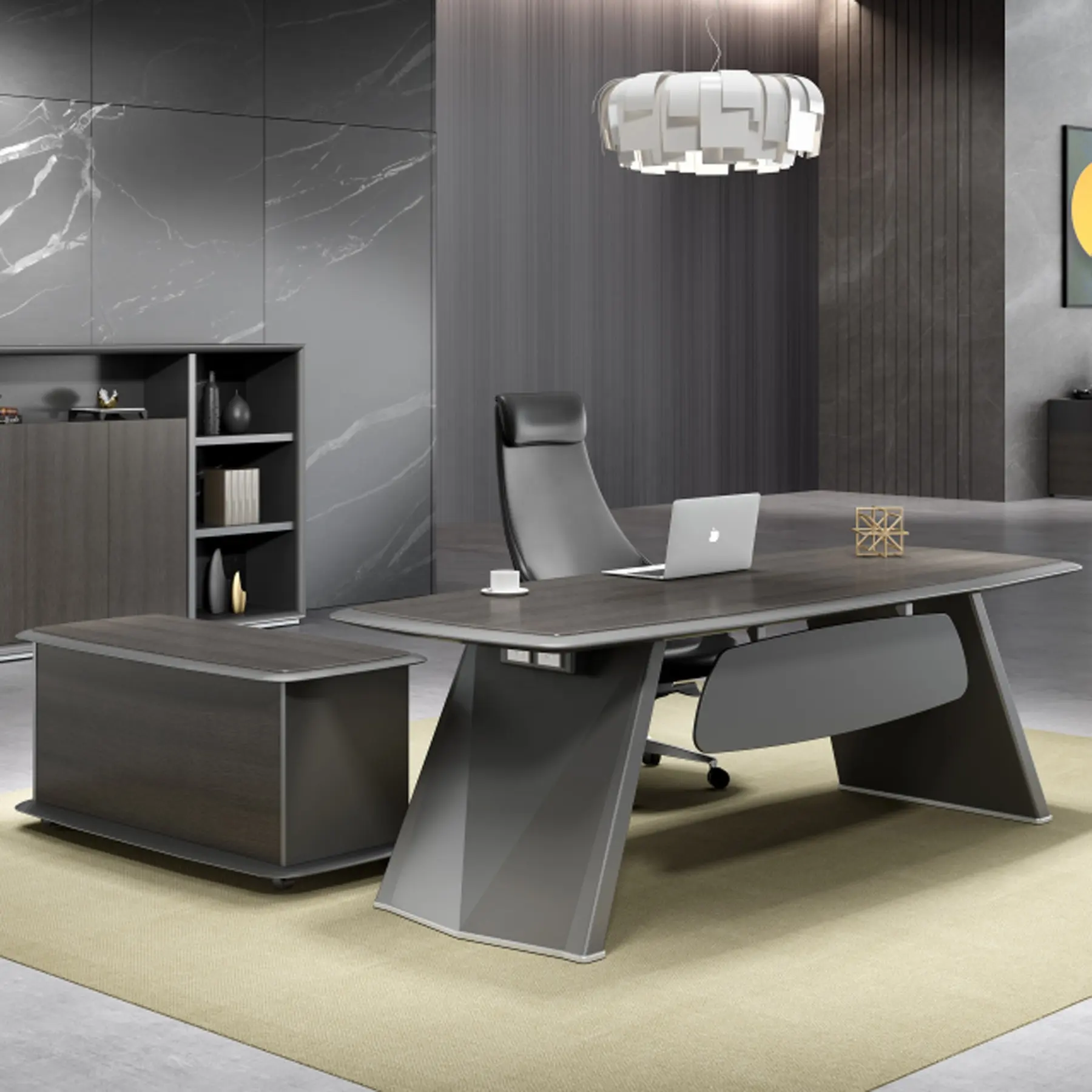 Yüksek düzey Modern tasarım ahşap kaplama ofis mobilyaları direktörü yöneticisi yönetici ofis masası