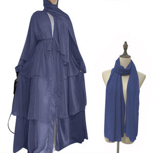 <span class=keywords><strong>Kimono</strong></span> élégant de Dubaï, Turquie, Arabie, Oman avec <span class=keywords><strong>voile</strong></span> en mousseline 3 couches, vêtements islamiques ouverts, robes musulmanes, Abaya - Product Image 3