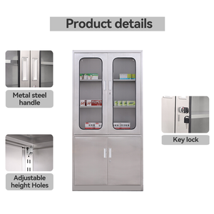 Prix d'usine en gros <span class=keywords><strong>Armoire</strong></span> de stockage de médicaments en acier inoxydable à 2 portes <span class=keywords><strong>avec</strong></span> fenêtre en verre pour <span class=keywords><strong>pharmacie</strong></span> et hôpitaux - Product Image 4