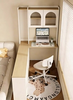 Ensemble bureau d'angle et bibliothèque personnalisé avec table de chevet, bureau d'ordinateur multifonctionnel pour la chambre à coucher