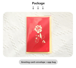Tarjeta de felicitación de amor 3D del día de San Valentín con sobre Tarjeta de felicitación hecha a mano de Rosa grande Tarjeta de regalo emergente - Product Image 2