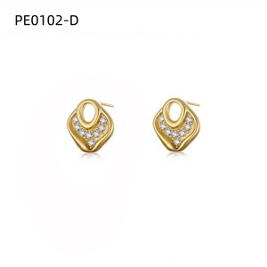 ต่างหูแฟชั่นประดับเซอร์โคเนียสตั๊ด PE0102 สำหรับผู้หญิงเครื่องประดับคุณภาพสูง - Product Image 2