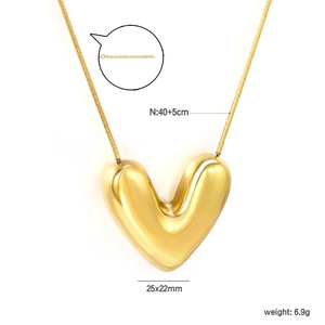 Collier tendance en acier inoxydable, bijoux délicats, collier épais avec pendentif, plaqué or 18 carats PVD, charmes lisses, collier en forme de cœur pour femmes - Product Image 2