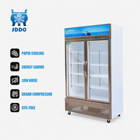 Portes à double vitrage, adaptées aux réfrigérateurs à boissons à compresseur. Permettent une vue dégagée sur l'air froid.