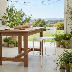 เก้าอี้บาร์และโรงแรมเก้าอี้สูงกลางแจ้งโลหะสีขาวร่วมสมัยสไตล์การออกแบบที่ทันสมัยสำหรับบ้านไร่ห้องครัวห้องรับประทานอาหารบ้านบาร์และโรงแรม - Product Image 3