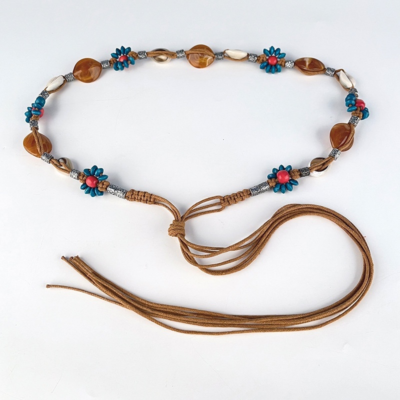 Wax Rope Bohemian Braid Waist Belt with Alloy Buckle Cinlan Women main image 4