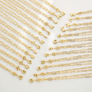 OT 버클 26 글자 펜던트 목걸이 18K 금도금 부드러운 버블 풍선 A-Z 편지 목걸이 쇄골 링크 체인 쥬얼리 - Product Image 2