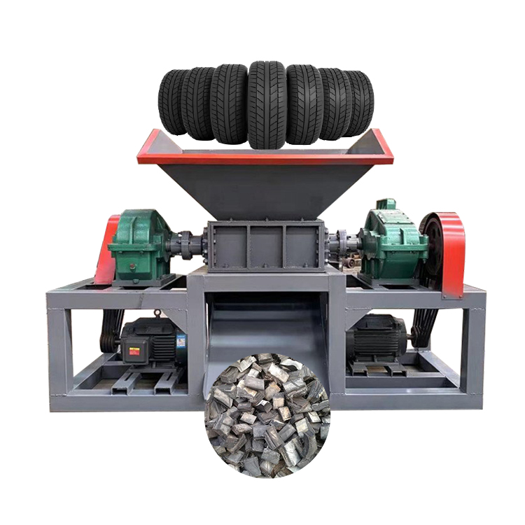 Double shaft tire crusher waste rubber tyre shredder machine