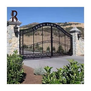 Puertas de aluminio ascendentes de estilo francés, Puertas <span class=keywords><strong>El</strong></span>éctricas de jardín con diseño de parrilla para Villa, patio, uso exterior, puerta corredera - Product Image 5