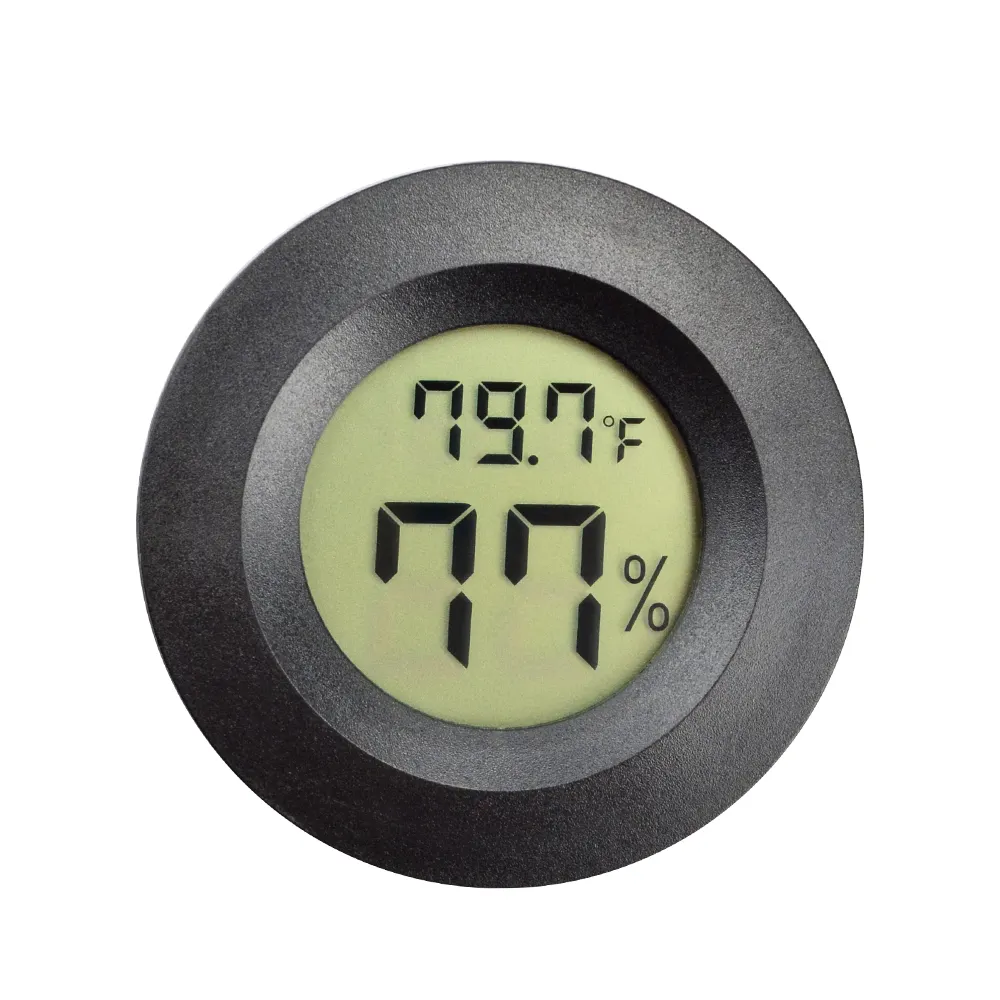 Humidity Temperature Digital Thermometer Round Fish Tank Cigar Box Hygrometer For Pet House Thermometer