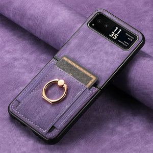 Funda tipo billetera de imitación de cuero para Samsung Z Flip 6 5 4 Moto <span class=keywords><strong>Razr</strong></span> 60 50, Tarjetero con anillo de Metal, funda a prueba de golpes - Product Image 5