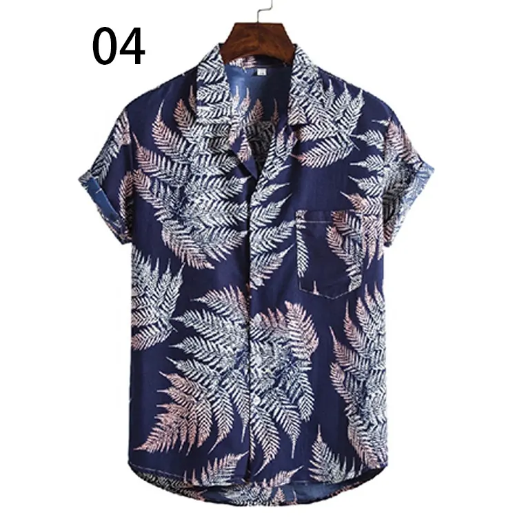 ब्रांड नई लंबी आस्तीन दौर गर्दन हवाई शर्ट के लिए पुरुषों aloha शर्ट