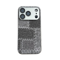 Coque de téléphone intégrale antichoc style Ins avec motif denim vintage et cadre de lentille givré pour iPhone 17 16 15 14 Pro Max