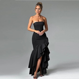 2026 <b>Summer</b> New Elegant <b>Strapless</b> <b>Dress</b> Backless Bodycon High Split Evening Gown Women Wholesale - Product Image 2