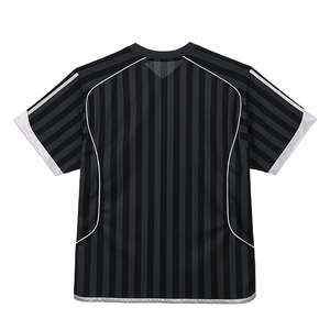 Maillot de football Healy Classic à rayures noires, léger, coupe ajustée, col original, style rétro, pour activités sportives en extérieur - Product Image 2