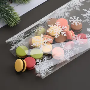Weihnachts geschenk Tasche Süßigkeiten Verpackung Tasche opp flachen Mund Backen Verpackung Tasche Keks Schneeflocke Druck