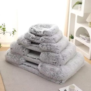 Custom Solid Winter Dog Cat Faux Fur 3D Egg Shaped Memory Foam Oxford Fabric Bottom Rectangle Waterproof Washable Plush <b>Pet</b> <b>Bed</b> - Product Image 2