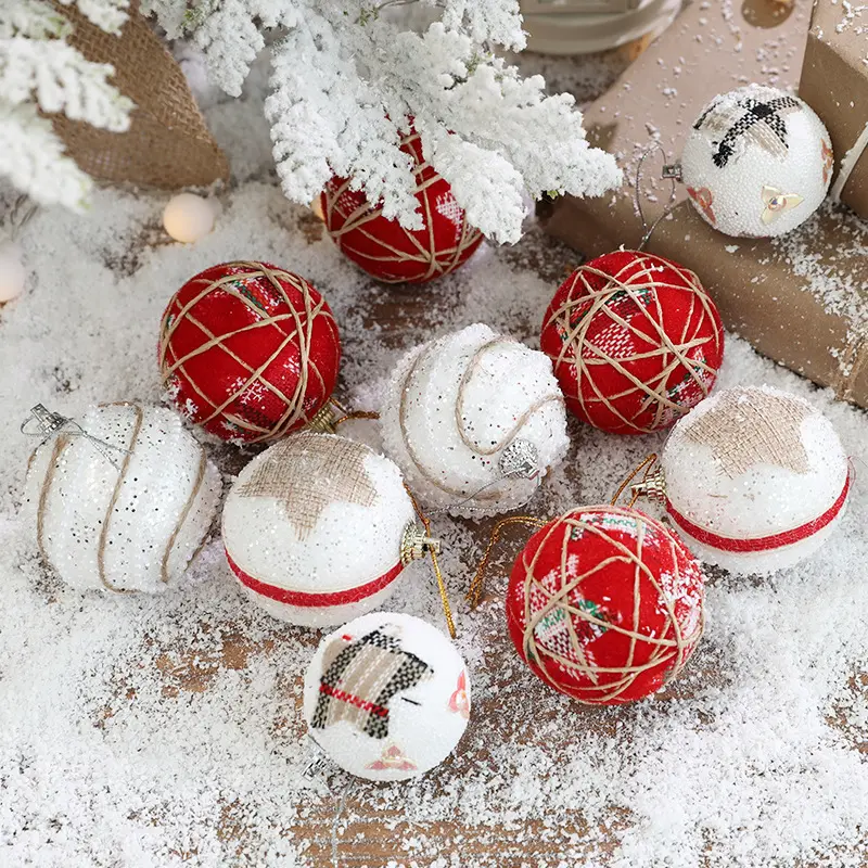 Boule de fil de noël en mousse pour décoration de la maison/boule d'arbre de noël ornements de boule de noël en vrac