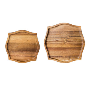 Plateau en bois d'acacia biologique durable, plateau à fromage écologique, plateau à café, à thé, à petit-déjeuner, à pain, pour servir lors de fêtes - Product Image 1
