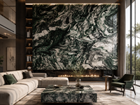 Dalle de granit vert Lapponia poli pour revêtements muraux de luxe, comptoirs et projets d'aménagement intérieur d'hôtels