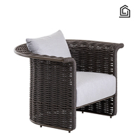Fauteuil de loisirs minimaliste en rotin tressé résistant aux intempéries, fauteuil évasé incurvé pour villa, patio, hôtel, balcon, cour