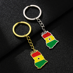 Accessoire Carte du Ghana, Souvenir Touristique, Cadeau, Vêtements Scolaires, Bijoux de <span class=keywords><strong>Mariage</strong></span>, Bracelet, Porte-clés Drapeau du Ghana, Breloque, Collier Métal Ghana - Product Image 1