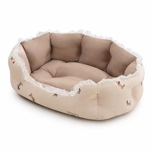 Lace Rectangle <b>Pet</b> Bed Classic Cartoon Cat Dog Bed Gingham Check Plush with Ruffle Trim Raised Surround OEM All Seasons - Product Image 2