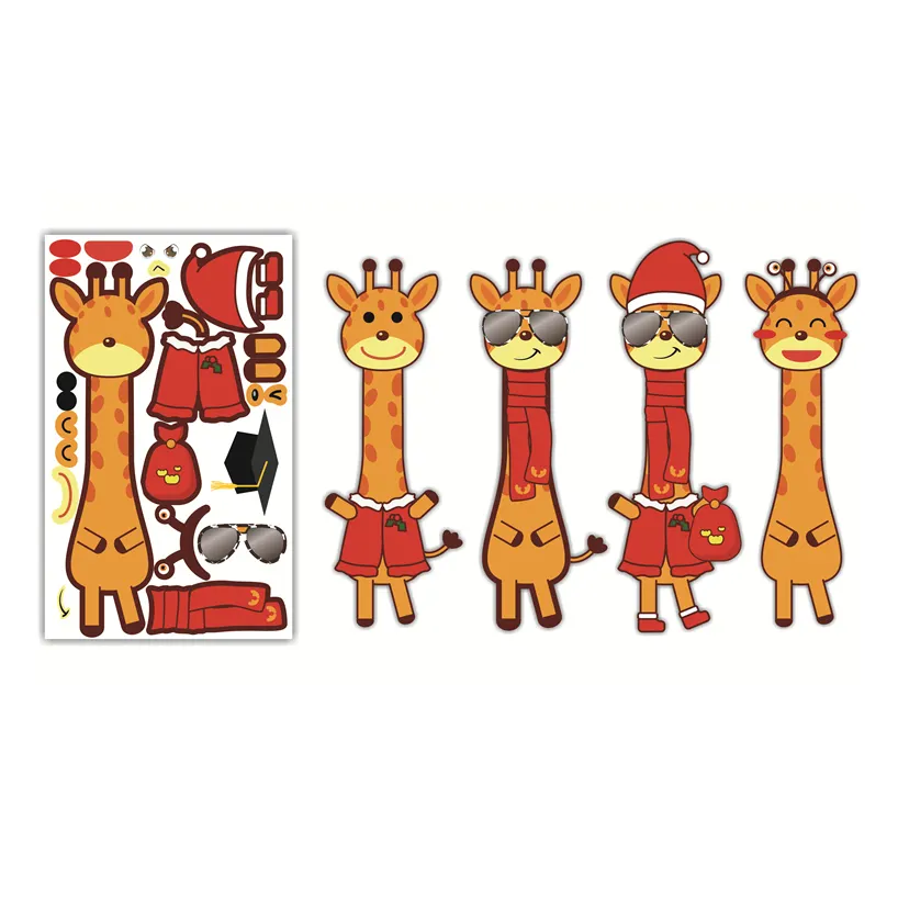 Make Your Own Girls Boys Cute Puzzle Toy Make A Face Game Giraffe Stickers For Kids Wholesale