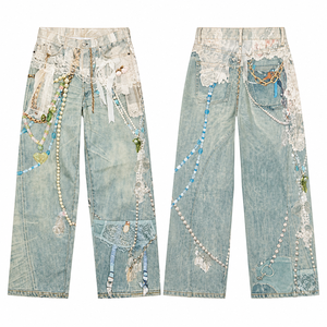 Jean décontracté d'été en denim bleu délavé coupe droite taille basse ample respirant style Y2K pour femme – Vente en gros - Product Image 6