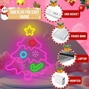 Christmas tree LED neon indoor hanging wall decoration party shop <b>window</b> sign indicator <b>light</b> luminous sign Christmas <b>light</b> - Product Image 3