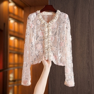 Abbigliamento Femminile di Boutique, <span class=keywords><strong>Top</strong></span> Moda Donna con Ricami, Perline e Paillettes a Forma di Fiore - Product Image 3
