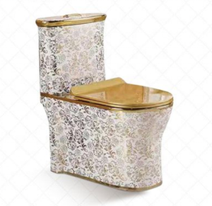 Inodoros de Lujo con Diseño Dorado, Inodoro de Una Pieza con Sifón en S, Doble Descarga, Inodoro sin Borde - Product Image 5