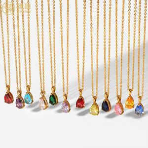 ZHENXI <span class=keywords><strong>2022</strong></span> mode Offre Spéciale acier inoxydable 18K or résistant au ternissement douze <span class=keywords><strong>mois</strong></span> naissance pierre Zircon pierre collier pour les femmes - Product Image 1