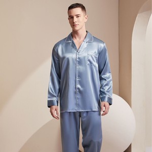 Ensemble de pyjamas en satin de <span class=keywords><strong>soie</strong></span> de mûrier 100% pour hommes, 22 Momme, OEKO-TEX 6A, tissu respirant, manches longues - Product Image 1