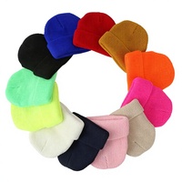 Bonnet tricoté en laine aiguilletée unie à panneau lumineux, style dôme, en acrylique double couche, tricoté circulaire, uni, chaud pour l'extérieur