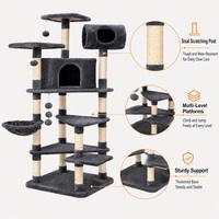 Arbre à chat multi-étages en gros de 165 cm avec tube, niche, hamac et poteau à gratter en sisal pour plusieurs chats