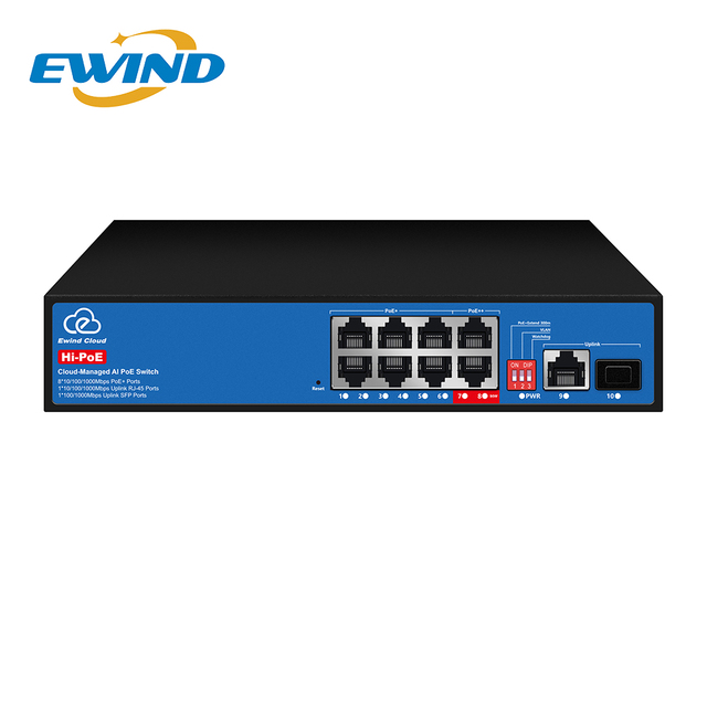 8 Port Cloud Managed PoE Switch with BT 90W Gigabit Port AI Extend 300m VLAN Watchdog ONVIF Remote APP for CCTV Network