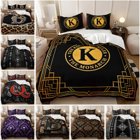 Parure de lit moderne à imprimé lignes géométriques dorées, housse de couette noire de luxe en microfibre pour chambre d'homme