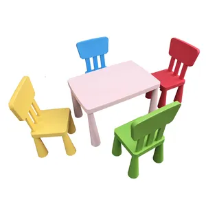 Eco friendly candy color plastic home kindergarten kids table and chair set