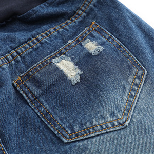 Shorts de maternité en <span class=keywords><strong>jean</strong></span> tendance été, taille élastique, respirants, écologiques, pour femmes enceintes, avec déchirures tendance - Product Image 4
