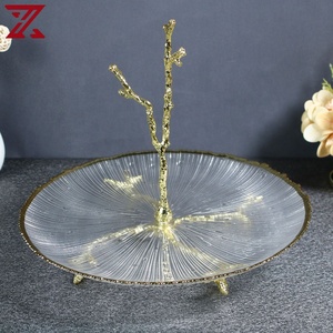 Lüks şeker aperatif meyve tabağı metal kolu standı cam tatlı tabağı oturma odası için çay masası ev - Product Image 1