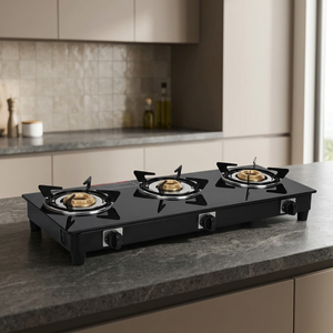 Premium Tempered Glass Gas Stove 3 Burner <b>Ring</b> Home Kitchen Cooktop LPG Gas Hob Wholesale Supply for India Market - Product Image 1