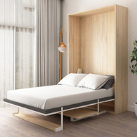 Lit mural Murphy avec bureau pliant intégré, lit escamotable multifonctionnel, meuble combiné gain de place pour chambre et bureau